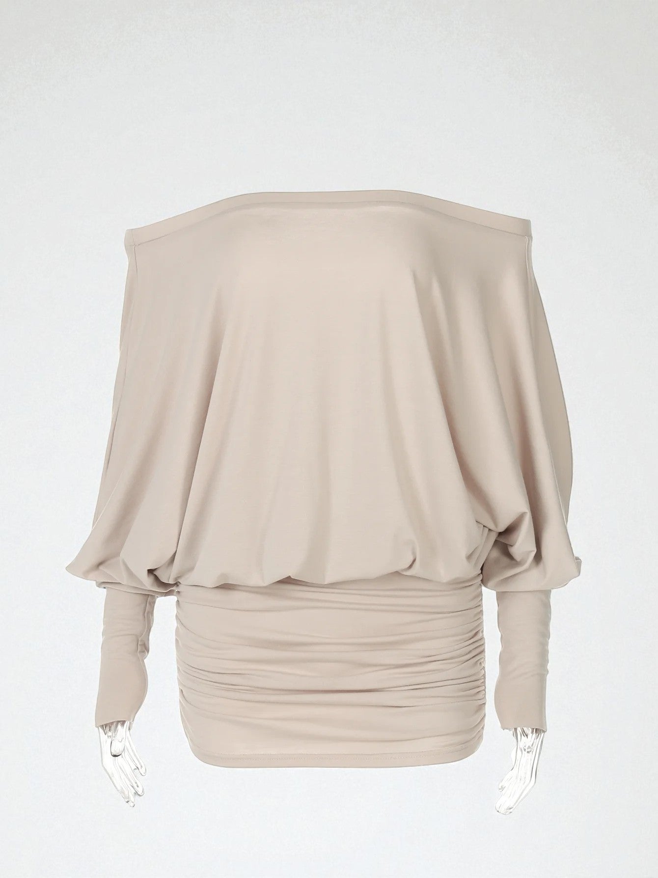 off Shoulder Long Sleeves Ruched Patchwork Mini Dress Women’S Sexy Elegant Casual Outfit Party Clubwear Spring Summer