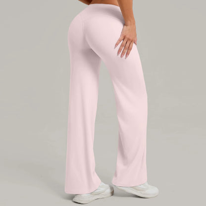 Women'S Pilates Straight Yoga Pants Versatile Loose Wide-Leg Running Sports Fitness Hip-Lifting Pants