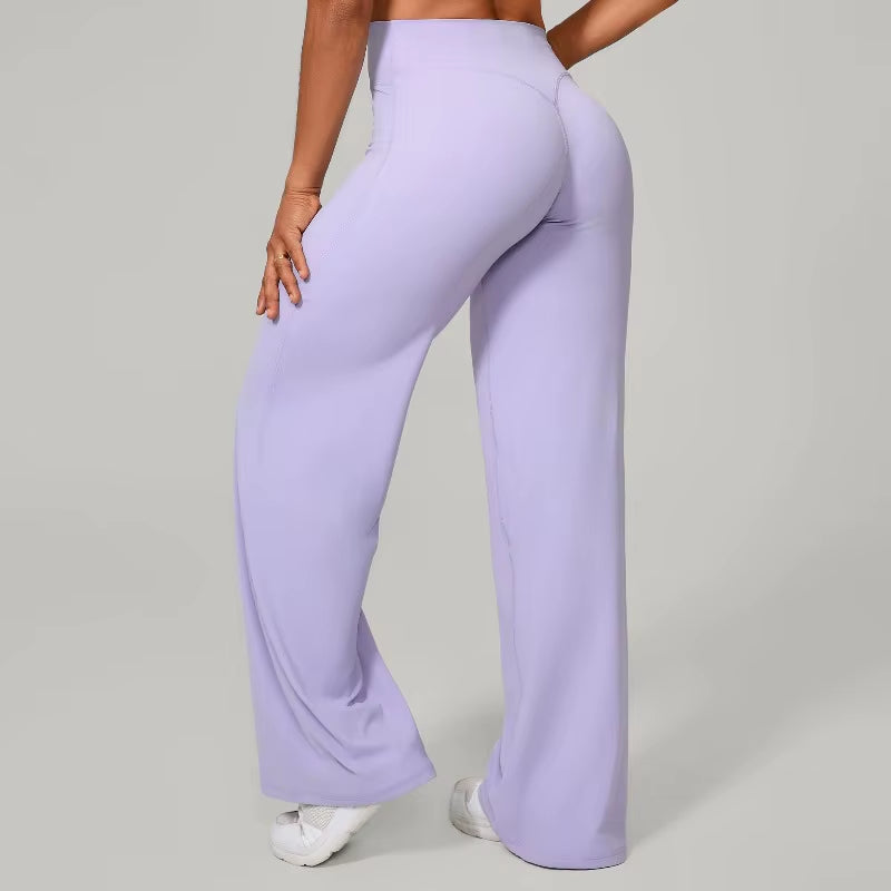 Women'S Pilates Straight Yoga Pants Versatile Loose Wide-Leg Running Sports Fitness Hip-Lifting Pants