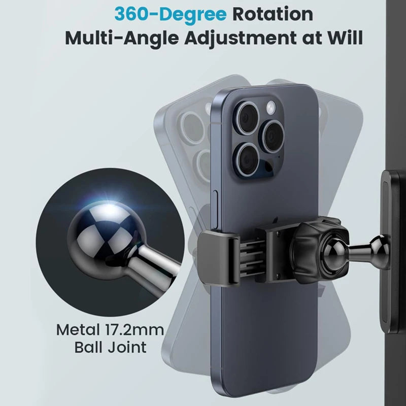 Tenmtoo 360° Adjustable Magnetic Phone Holder - Perfect for iPhone 15/14/13 and All 4.7-6.5 Inch Smartphones