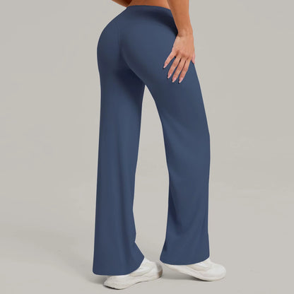 Women'S Pilates Straight Yoga Pants Versatile Loose Wide-Leg Running Sports Fitness Hip-Lifting Pants