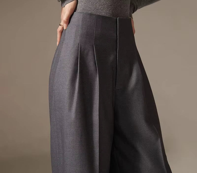 2024 Spring New Pants High Waist Wide Leg Pants Draping Effect Tight Waist Long Pants High-Looking Slide Suit or Women